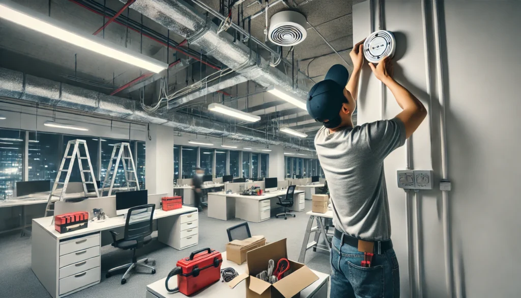 Bước tiếp theo sau việc thiết kế là quá trình lắp đặt các linh kiện của hệ thống báo cháy